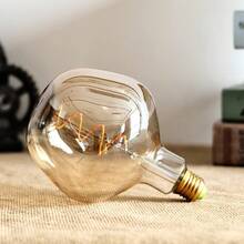 1个可调光LED螺旋灯丝灯泡，DR125 220V 4W 2300K暖光 E27灯头，琥珀色玻璃装饰灯泡，适用于咖啡馆、酒吧、复古家居装饰，尺寸为4.92英寸 x 6.88英寸 - DR125 - 查看 3