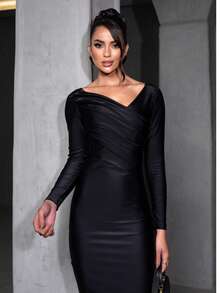 Pradaa Mesh Midi Dress By Leticia Modeler - Black - View 8
