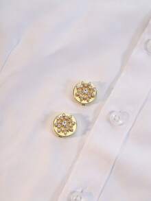 2 pièces Couvre-boutons à motif flocon de neige simple, boutons de manchette en métal, boucles de broche pour femmes, broches de vêtements de style haut de gamme, pinces de col, pinces de cravate, accessoires pour femmes, couvre-boutons de manchette de luxe léger et élégant pour les fêtes des femmes, convient pour le port quotidien, cadeaux pour les amis, cadeaux de couple, cadeaux pour la famille - Doré - Voir 7