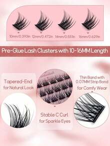 60pcs Self-Adhesive False Eyelashes, Press-On Lash Clusters, Natural Look, 10-16mm, No Glue Needed, Easy To Wear - 黑色 - 查看 4