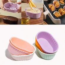 12 khuôn silicon hình bầu dục họa tiết hoa dùng làm bánh, khuôn muffin. - Xem 2