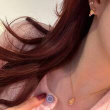 复古多巴胺贝壳粉色锆石18K镀金波西米亚风可爱耳环，女士款 - 金 - 查看 3