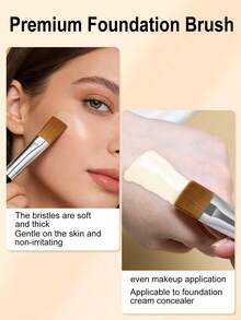 YZIMENG Cọ trang điểm đầu phẳng cầm tay mới, cọ tán kem nền siêu mỏng, cọ tán kem BB, cọ che khuyết điểm, cọ đắp mặt nạ, không đường may và không thấm hút. - màu đen - Xem 3