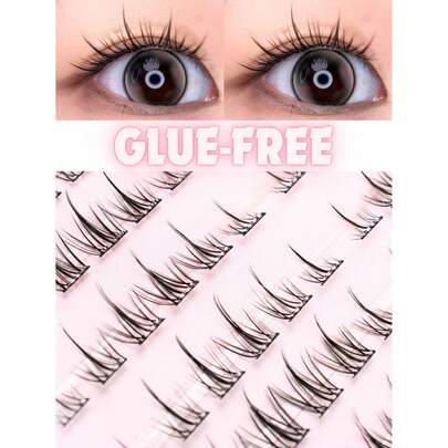 120pcs Korean Style Glue-Free Sunflower False Eyelashes, C Curl 6-12mm Mixed Length Design, Fan-Shaped Fluttering Lively Look, Self-Adhesive No Extra Tools Needed, Simple DIY Quick Makeup Saving Time, Beginner Friendly, Soft Natural Fiber Reusable, Suitable For Daily, Travel, Party, Great Gift Idea For Girlfriend