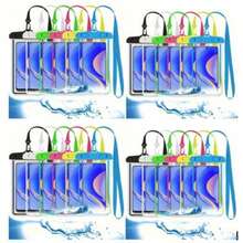 6/12/24Pcs  Phone Pouch With Lanyard Waterproof Multi-Color Storage BagConvenient Lanyard Design: Equipped With A Detachable Lanyard For Easy Carrying And Hanging, Perfect For Hands-Free Use During Outdoor Adventures Like Boating, Hiking, And Beach Trips. - Multicolor - View 2