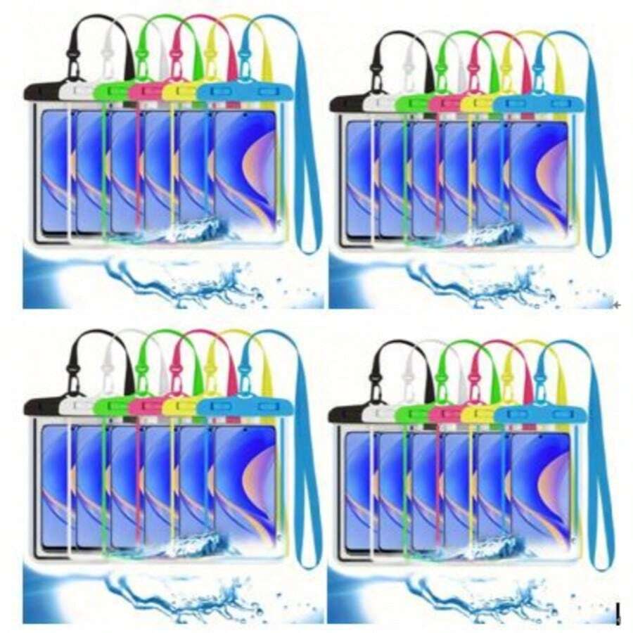 6/12/24Pcs  Phone Pouch With Lanyard Waterproof Multi-Color Storage BagConvenient Lanyard Design: Equipped With A Detachable Lanyard For Easy Carrying And Hanging, Perfect For Hands-Free Use During Outdoor Adventures Like Boating, Hiking, And Beach Trips.