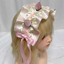 原创亚文化萝莉酒红色草莓蛋糕蝴蝶结发箍甜美可爱圣诞新年配饰卡哇伊女孩发夹 - 彩色 - 查看 8