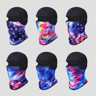 Fabulous Be Xtreme Colorful Starry Sky Print Cycling Balaclava, Quick-Dry Breathable Sun Protection Windproof Face Mask, Comfortable Helmet Liner