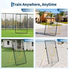 TEQIN Adjustable 7x4ft Volleyball Rebounder Net, Portable Bounce Back Net With 5 Adjustable Angles For Backyard, Indoor & Outdoor Practice, Sturdy Multi-Sport Return Trainer For Volleyball, Baseball, Softba - Yellow - View 2