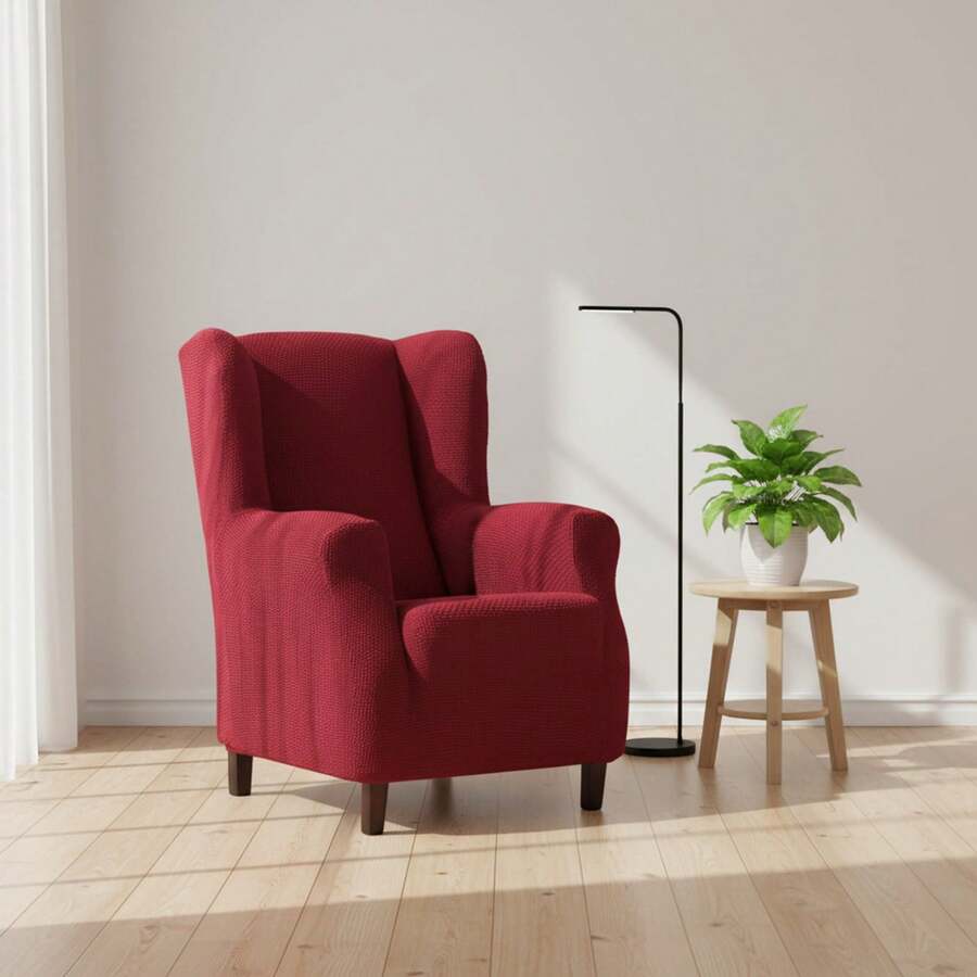 Kiva Housse de fauteuil à oreilles bi-élastique, respirante et offrant une protection complète, disponible en plusieurs couleurs – Housse de fauteuil à oreilles facile à installer avec mousses de soutien et bandes élastiques pour une fixation supplémentaire - Bordeaux Cora - Voir 1