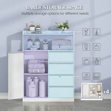 HEXCELEN Bathroom Cabinet, Kitchen Cabinet, 30 X 80 X 110 Cm, Storage Cabinet With 4 Drawers And Open Shelf, Tall Bathroom Cabinet, Adjustable Shelf, For Bathroom, Living Room, White - trắng - Xem 3