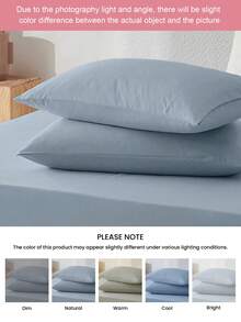 HONEY MOON 2pcs Soft & Breathable Solid Color Pillowcase, Envelope Closure, Wrinkle Resistant, No Filling - Fits T/F/Q/K Size Home & Dorm, OEKO-TEX Certified, Blue - Dusty Blue - View 8