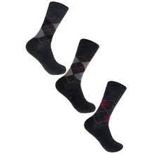 Sock Snob 3 Pack Mens Thin Warm Loose Non Elastic Lambs Wool Blend Argyle Pattern Socks For Circulation - Grey - View 2