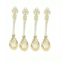 1pc/5pcs/10pcs Vintage Crown Patterned Alloy Mini Spoon For Mug, Coffee, Ice Cream Back To School - Gold and Silver - View 18