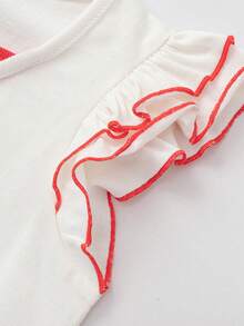 Balabala 2026年新款女婴夏季两件套，柔软棉质，格子蝴蝶结装饰，轻盈透气，可爱日常穿着 - 白紅色調 - 查看 4