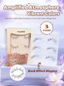 MAANGE 3 Cặp Mi Giả Manga Mùa Hè Sống Động, Mi Giả Màu Xanh Lá Cây Chuyển Sắc, Mi Mềm Mịn Với Thân Trong Suốt, Mi Dải Nhiều Màu Sắc Có Thể Tái Sử Dụng Cho Kiểu Mi Mắt Mèo, Mi Giả Anime Tự Nhiên Cho Đi Chơi Hàng Ngày, Hẹn Hò, Đám Cưới & Trang Điểm Dự Tiệc, Mượt Mà, Màu Sắc Rực Rỡ, Hiệu Ứng Chuyển Sắc Quyến Rũ - Nhiều màu - Xem 1