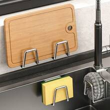 不锈钢海绵架，带粘钩，壁挂式水槽沥水架，浴室海绵架 - 适合20种不同场合作为礼物。采用易于安装的壁挂式挂钩设计，无缝防水粘胶。用这款多功能不锈钢海绵架升级您的厨房水槽！ - A - 查看 9