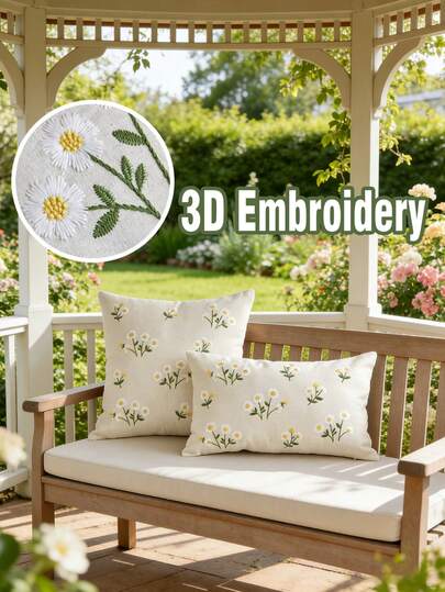 1 vỏ gối trang trí trong nhà/ngoài trời mùa xuân/hè, chất liệu vải lanh thêu hoa, thích hợp trang trí sofa nhà cửa, lý tưởng cho phòng ngủ, ghế, chòi nghỉ, xe hơi, không kèm ruột gối.