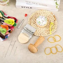 KLONKEE Small Sewing & Weaving Tool Kit, Mushroom Weaving Patch Tool Set With 50 Color Threads & 14 Crochet Hooks, Suitable For Repairing Socks, Jeans, Sweaters And Other Clothing, Ideal For Beginners - Multicolor - View 7