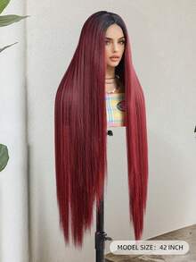 Tóc giả ombre đỏ, tóc thẳng, tóc tổng hợp màu bạc xám, kiểu dệt hình chữ U 4*2, phù hợp cho nữ, dài 42 inch, tóc thẳng màu bạc, mũ lưới co giãn, dễ đội, tóc giả tự nhiên, phù hợp với mọi chủng tộc, thích hợp cho các buổi tụ họp, lễ hội và tiệc tùng hàng ngày. - Màu đỏ ombre - Xem 4