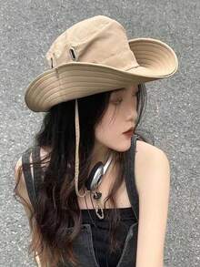 新款遮阳帽，防紫外线户外钓鱼徒步帽，西部牛仔帽，男女通用抽绳渔夫帽，假日，节日 - 彩色 - 查看 10