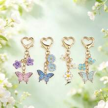 1 móc khóa hình bướm và hoa, móc chìa khóa dễ thương, phụ kiện túi xách nữ, trang sức tự làm, mặt dây chuyền quà tặng cho bạn thân - Nhiều màu - Xem 9