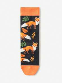 1/5 Pairs Cartoon Mid-Calf Socks, Cute Animal Fox Design Straight Tube Socks, Creative Socks For Women - Multicolor - View 12