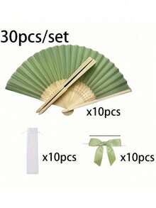 Bộ 3/15/30 chiếc quạt xếp màu xanh lá cây, quà tặng đám cưới, quạt xếp dành cho nữ, nơ xanh lá cây, túi dây rút trong suốt, trang trí tiệc cưới. Thích hợp làm quà tặng cô dâu, quà lưu niệm, phụ kiện chụp ảnh cho phù dâu, quạt mùa hè, đồ dùng sự kiện & tiệc tùng, túi quà tặng nhiều món. - nhiều màu - Xem 8