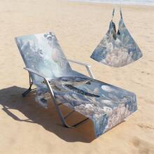 1pc Microfiber Sea Chair Cover With Pocket, Lightweight & Breathable, Ideal For Travel & Beach Vacation, Pool Essential | Summer Style | Portable Beach Mat, Beach Towel - Style4 - View 5