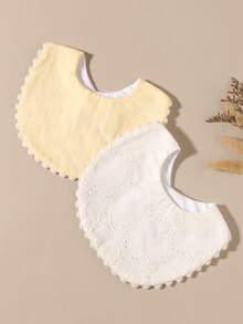 2pcs Baby Bibs, Decorative Bibs For Newborn Girls, Baby Shower Gift - Multicolor - View 1