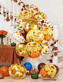 Globos de hojas de otoño, 12 globos redondos de arce de otoño para baby shower, cumpleaños, otoño, Acción de Gracias, decoraciones - Globo redondo de 4 colores - Ver 5