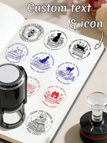 Stempel Kustom, Stempel Nama Perpustakaan yang Dipersonalisasi, Stempel Otomatis dengan Desain Ikon Hewan dan Bunga untuk Buku, Jurnal, dan Kartu, Dua Gaya Stempel, Stempel yang Dipersonalisasi, Label Ex Libris dengan Teks yang Disesuaikan, Hari Guru, Hadiah Unik yang Dapat Disesuaikan untuk Hari Ibu, Ulang Tahun, Pembaca, dan Penulis - Gaya A - View 1