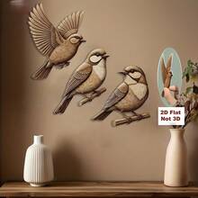 3pcs/Set Cross-Border Hot-Selling 2D Printed Artistic Wooden Bird & Spring Theme Wall Decor - 3pcs - View 3