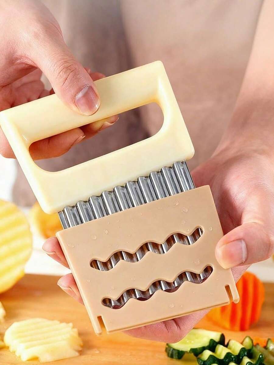 Stainless Steel Deepened Wolfberry Potato Slicer, Wavy Potato Cutting Tool, Vegetable Cutter, Wave Pattern Slicer - Multicolor - View 1