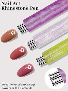 5-in-1 Blumenmuster Nail Art Punktierstift mit acrylischem Sternenhimmel-Griff, perfekt zum Erstellen von Pflaumenblütenmuster in einem Pinselstrich für Anfänger und professionelle Nagelkünstler, ein unverzichtbares Utensil für Beauty-Enthusiasten und Nageldesigner - Verschiedenfarbig - Übersicht 6