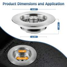 1 cái rổ lọc rác bồn rửa nhà bếp bằng thép không gỉ 304, 3 trong 1, chống tắc nghẽn, phù hợp với đường ống thoát nước tiêu chuẩn Mỹ. - A - Xem 6