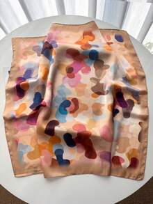 1pc Women's Leopard Print Faux Silk Scarf, Fashionable Versatile Headscarf Accessory - Khaki - View 3
