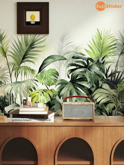 SUPSTICKER 2 piezas Adhesivos de pared con estampado de plantas tropicales, autoadhesivos, resistentes al agua y al desgaste, removibles, se pueden despegar y pegar en paredes, adecuados para decoración de paredes en el hogar, sala de estar, dormitorio, aula escolar, 32.5*47.3cm