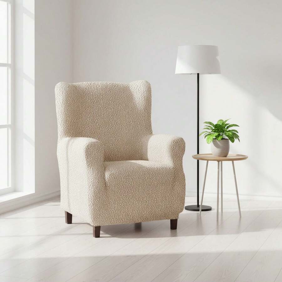 Kiva Bi-Elastic Wingback Chair Cover, Adjustable, Breathable And Durable, Various Colors Available - Wingback Chair Cover With Foam Support And Elastic Bands - 米色 Rk - 查看 1