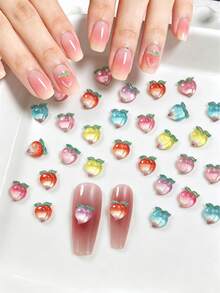50pcs Cute 3D Peach Nail Art Decorations, Mixed Colors, Suitable For DIY Handcraft And Nail Art, Nail Art Accessories, Nail Gems, Nail Supplies, Nail Decorations - Multicolor - View 1