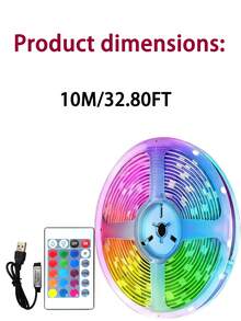 1 Set USB Powered LED Light Strip With 24-Key IR Remote Control, Adjustable Color Modes, Self-Adhesive Backing, Suitable For TV, Computer Screens, Festival, Bedroom, Home Decor,LED Strip 1-30 Meters, RGB Strip Dimmable, USB Connected Strip, Perfect For Indoor Decoration, Birthdays, Parties, Christmas, Thanksgiving - Multi-Color, Cuttable - Colored Light - View 16