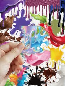 50pcs Dripping Paint Stickers PET Material Decoration Handbook Laptop Phone Case Luggage Skateboard Helmet Decoration Creative Stickers - A - View 8