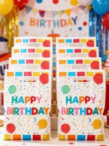 50pcs Colorful Polka Dot "Happy Birthday" Gift Bags, Birthday Gift Wrapping Bags, Birthday Party Bags, Party Favor Bags, Birthday Party Supplies, Birthday Decorations, Birthday Gift Filler Bags, Plastic Bags, 1st Birthday Party Supplies, Party Favors, Happy Birthday, Boy Birthday, Girl Birthday, Birthday Decor - Colorful Dot Birthday - View 4