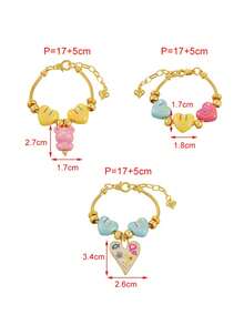 1pc Bohemian Y2K Creative Fashion: Elegant, Exquisite, Sweet, Charming Resin Bear & Copper Bead Heart Bracelet - Ideal Gift For Ladies, Sisters, Couples, Prom Or Graduation. Suitable For Daily Wear, Dating, Party, Wedding, Holiday And Summer Beach. Adjustable Size. - Bracelet - View 6