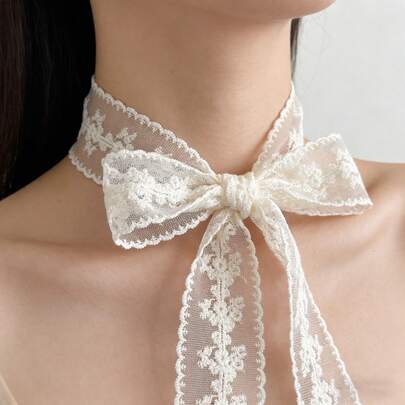 1 pièce Bandeau vintage en dentelle longue, ruban décoratif polyvalent, bandeau/ceinture de style français, accessoire multifonctionnel