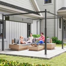 Pergola Approx. 3x3 M, Freestanding Patio Cover With Sliding Roof, Magnetic Pad, 8 Cm Column, UV-Resistant - Grey - View 8