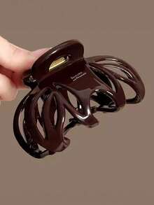 2个/1个 9厘米/3.54英寸 巧克力棕色和酒红色超大南瓜发爪夹，时尚发夹，百搭、优雅简约，适合日常、休闲、派对、海滩、度假、发型设计、洗发、化妆、服装配饰，春季、夏季、秋季、冬季、假日、旅行 - 彩色 - 查看 3