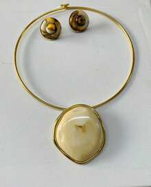 Gold-Plated Choker Set For Mother's Day - Be Beautiful Like A Jewel. - BEIGE OFF - View 2
