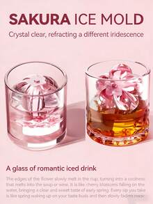 3D Sakura Shaped Silicone Tray With Lid, Easy Release Reusable Ice Ball Mold, Suitable For Whiskey, Cocktails, Coffee, Beverages, Stackable Polypropylene Refrigerator Ice Mold - Multicolor - View 6