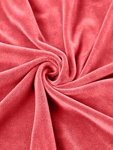 1pc Velvet Drawstring Solid Color Home Decor Sofa Seat Cushion Cover - Red - View 4